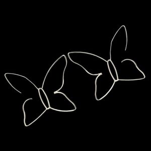 New Big Butterfly Wire Hoops Earrings Silver Large Hoop Statement NWT